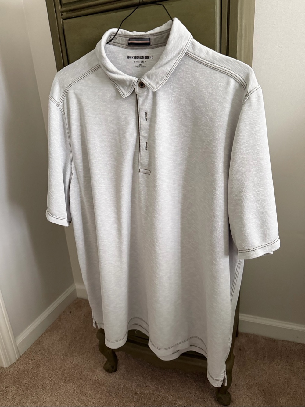 Johnston & Murphy Men's Light Gray Short-Sleeve Polo